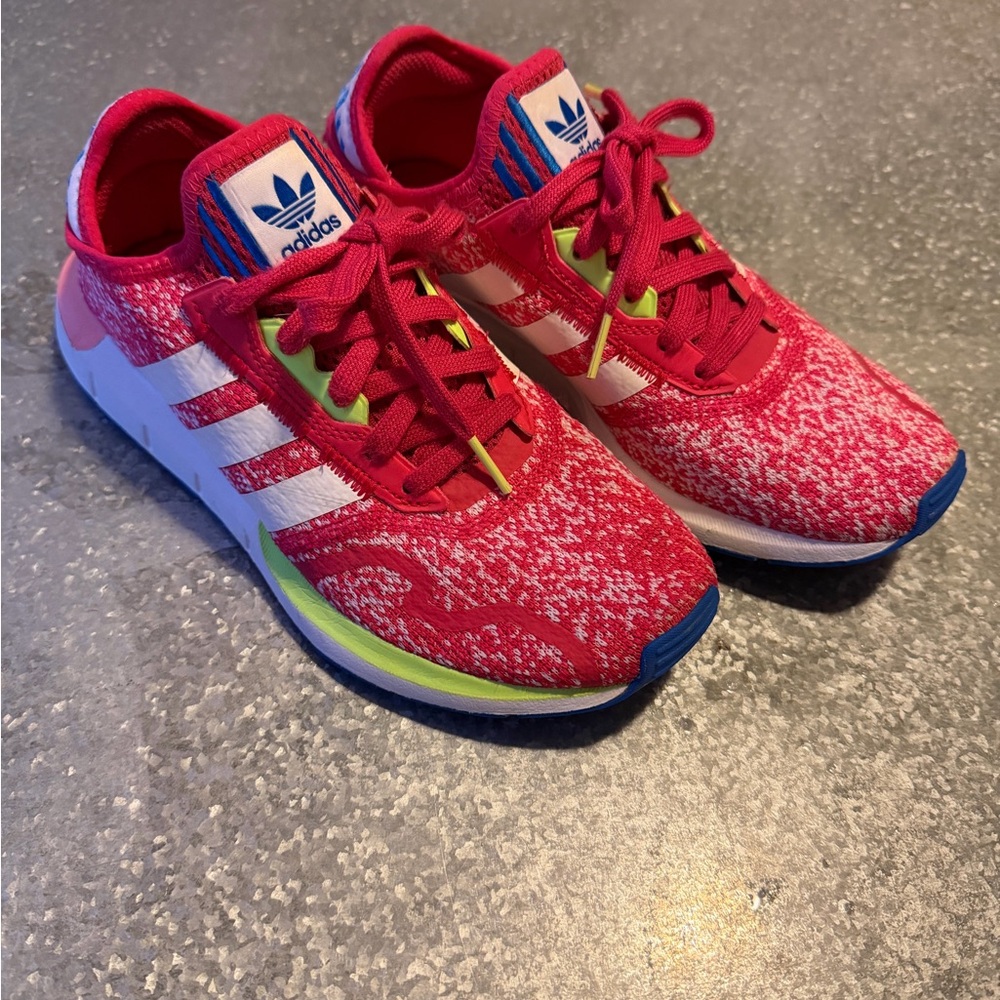 Adidas Kids Red and White Sneakers